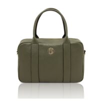 イタリア製シボ型押しレザー2WAYバッグ STEPHANY、フォレストグリーン