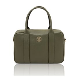 イタリア製シボ型押しレザー2WAYバッグ STEPHANY、フォレストグリーン