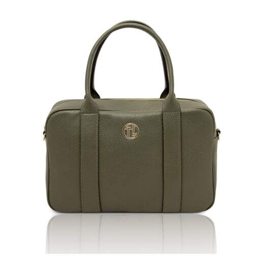 イタリア製シボ型押しレザー2WAYバッグ STEPHANY、フォレストグリーン