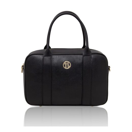 イタリア製シボ型押しレザー2WAYバッグ STEPHANY、ブラック