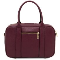 イタリア製シボ型押しレザー2WAYバッグ STEPHANY、ボルドー