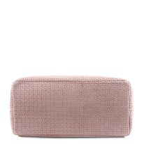 イタリア製イントレチャート編み込み風スウェードの2WAYトートバッグ TL KeyLuck、ダークブルー、詳細2ャート編み込み風スウェードの2WAYトートバッグ TL KeyLuck、ピンクベージュ