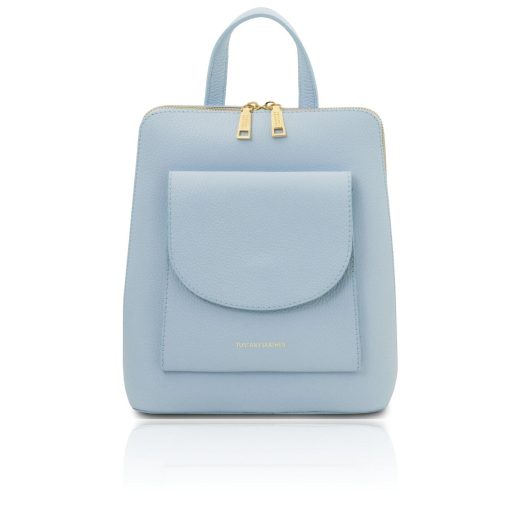 イタリア製ボ型押しレザー2WAYリュック＆ショルダーバッグ TL BAG、ライトブルー