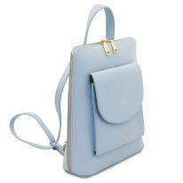 イタリア製ボ型押しレザー2WAYリュック＆ショルダーバッグ TL BAG、ライトブルー