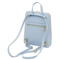 イタリア製ボ型押しレザー2WAYリュック＆ショルダーバッグ TL BAG、ライトブルー