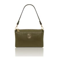 イタリア製SIA シボ型押し3WAYレザーバッグ、フォレストグリーン