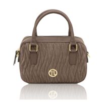 イタリア製スエードレザー2WAYハンドバッグ CHANTILLY、ダークトープ