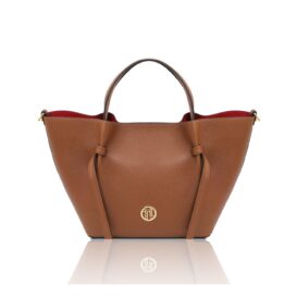 イタリア製LEGAME シボ型押しレザー2WAYトートバッグ、コニャック