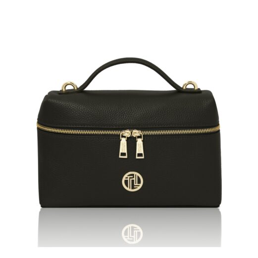 PAOLOTTI 　バニティバッグ　 ハンドバッグ　レザー　型押し　ブラック PAOLOTTI バニティバッグ ハンドバッグ レザー 型押し ブラック