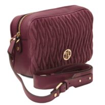 イタリア製スエードレザー2WAYショルダーバッグ CHANTILLY、ボルドー