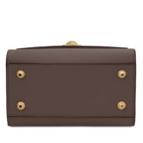 イタリア製スムースボックスレザー2WAYミニハンドバッグ TL BAG、ダークトープ