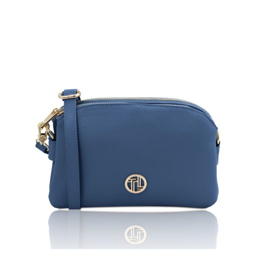 LILY イタリア製 2WAYレザーポシェット、デニム