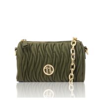 イタリア製シボ型押しレザー3WAYミニボストンバッグ CHANTILLY、フォレストグリーン