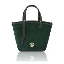 イタリア製スエードレザー2WAYハンドバッグ GRACETTE、フォレストグリーン