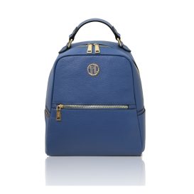 イタリア製PRISMA シボ型押しレザーフロントポケットリュック、デニム