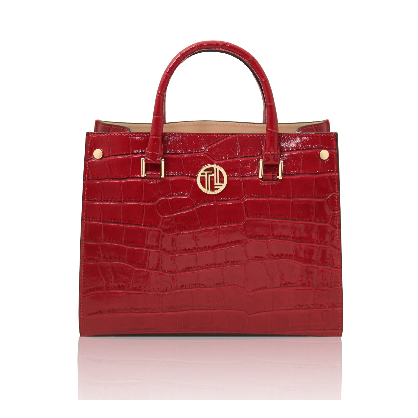 CROQUE クロコ型押しレザー2WAYハンドバッグ - AmicaMako