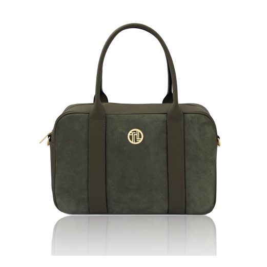 イタリア製スエードレザー2WAYバッグ STEPHANY、フォレストグリーン