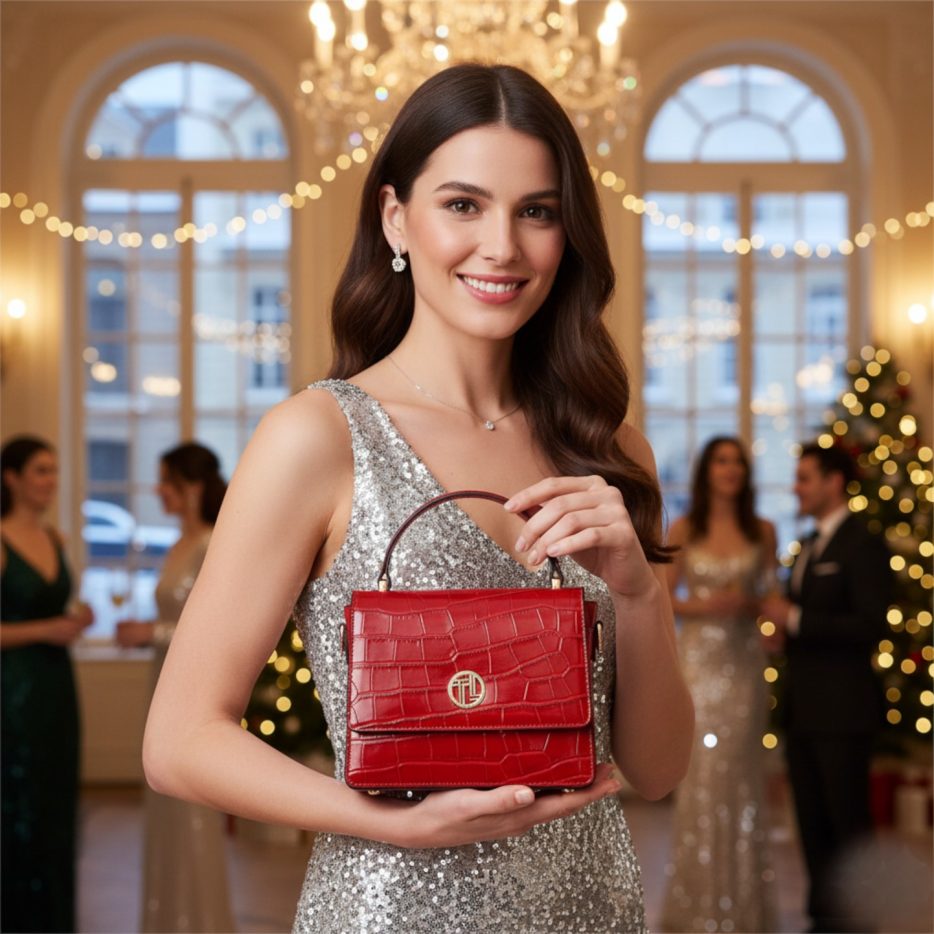 イタリア製CROQUE クロコ型押しレザー2WAYミニハンドバッグ、使用イメージ