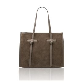 イタリア製FRAME スエードレザー2WAYトートバッグ、ダークトープ