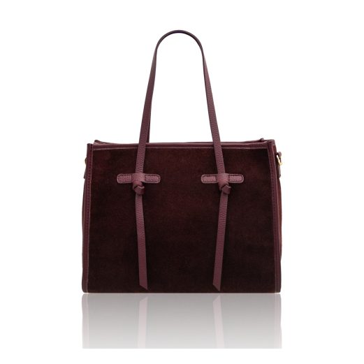 イタリア製FRAME スエードレザー2WAYトートバッグ、ボルドー