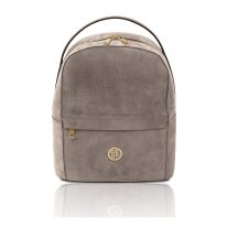 イタリア製VOLTA スエードレザーフロントポケットリュック、ダークトープ