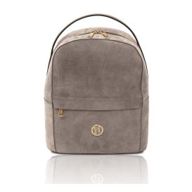 イタリア製VOLTA スエードレザーフロントポケットリュック、ダークトープ