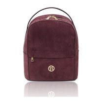 イタリア製VOLTA スエードレザーフロントポケットリュック、ボルドー