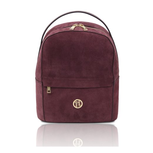 イタリア製VOLTA スエードレザーフロントポケットリュック、ボルドー