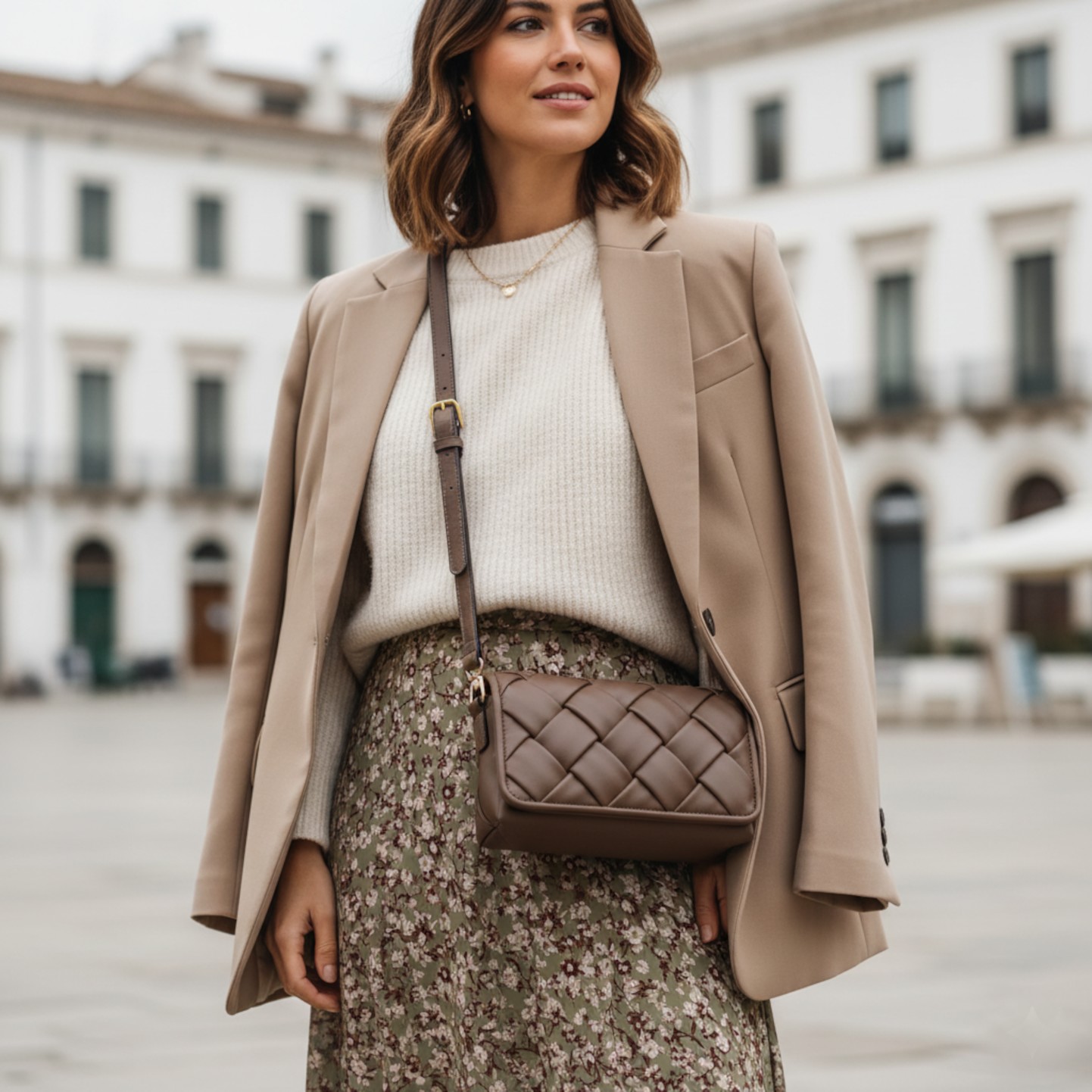 イタリア製TARTE フルグレインレザーイントレチャートショルダーバッグ、使用イメージ