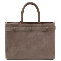 イタリア製TENACE スエードレザー2WAYトートバッグ、ダークトープ