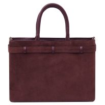 イタリア製TENACE スエードレザー2WAYトートバッグ、ボルドー