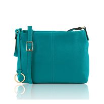 イタリア製シボ型押しレザーのショルダーバッグ TL BAG、ターコイズ