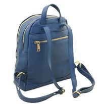 イタリア製シボ型押しレザーのフロントポケットリュック TL BAG、デニム