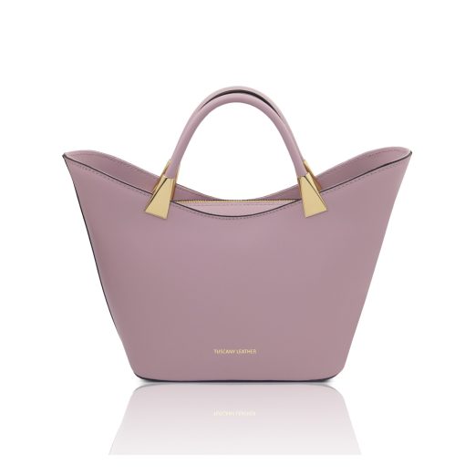 イタリア製スムースレザー2WAYハンドバッグ TL BAG、ライラック