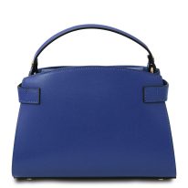 イタリア製MAISY スムースボックスレザー2WAYハンドバッグ、ブルー