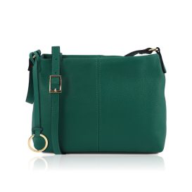 イタリア製シボ型押しレザーのショルダーバッグ TL BAG、グリーン