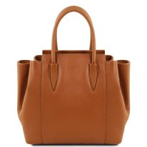 イタリア製シボレザーの２WAYハンドバッグ TULIPAN、コニャック