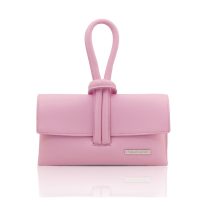 イタリア製シボ型押しレザーの2WAYクラッチ＆ショルダーバッグ TL BAG、ピンク