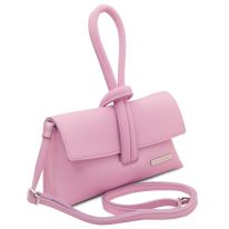 イタリア製シボ型押しレザーの2WAYクラッチ＆ショルダーバッグ TL BAG、ピンク