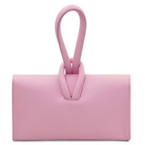 イタリア製シボ型押しレザーの2WAYクラッチ＆ショルダーバッグ TL BAG、ピンク