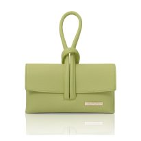 イタリア製シボ型押しレザーの2WAYクラッチ＆ショルダーバッグ TL BAG、ライムグリーン