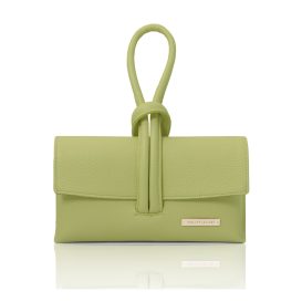 イタリア製シボ型押しレザーの2WAYクラッチ&ショルダーバッグ TL BAG、ライムグリーン