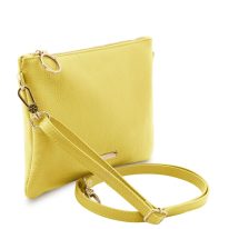 イタリア製シボ型押しレザーの2WAYクラッチ＆サコッシュバッグ TL BAG、イエロー