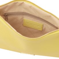 イタリア製シボ型押しレザーの2WAYクラッチ＆サコッシュバッグ TL BAG、イエロー