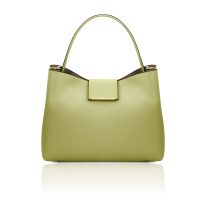 イタリア製シボ型押しレザーの2WAYショルダーバッグ CLIO、ライムグリーン