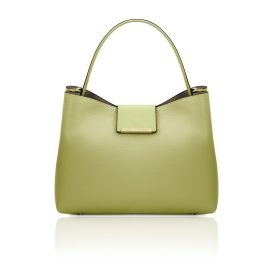 イタリア製シボ型押しレザーの2WAYショルダーバッグ CLIO、ライムグリーン