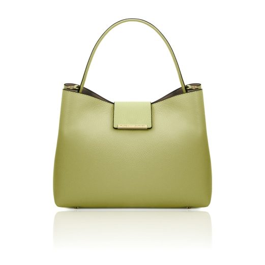 イタリア製シボ型押しレザーの2WAYショルダーバッグ CLIO、ライムグリーン