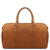 イタリア製ツヤ無しベジタブルタンニンレザーのボストンバッグ LISBONA（Lサイズ）ハンドル長いタイプ、ナチュラル