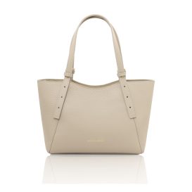 イタリア製LIBRA 大粒シボ型押しレザートートバッグ、ベージュ