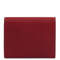 イタリア製マットなベジタブルタンニンレザーのコインケースつきふたつ折り財布2、レッド
